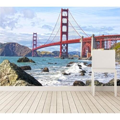 Custom modern wallpaper design,USA Bridges Stones Coast Cities wallpapers for the living room bedroom TV wall papel de parede