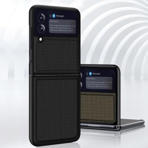Flip 3 Shockproof Capa For Samsung Galaxy Z Flip 3 Case Carbon Fiber Leather Protective Cover For Samsung Z Flip 3 5G Phone Case