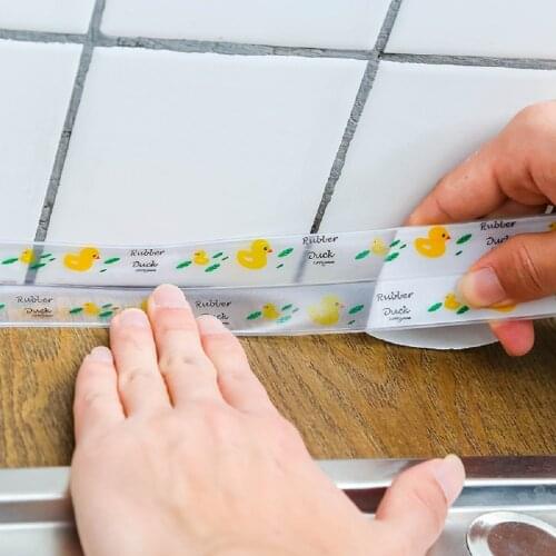 3.2mx3.8cm Printed Pattern Self Adhesive Tape Waterproof Kitchen Bathroom Sink Sealing Strip Tape Sticker Toilet Gap Seam Sticke
