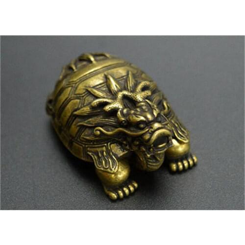 Collectable Chinese Brass Carved Animal Dragon Turtle Exquisite Small Statues