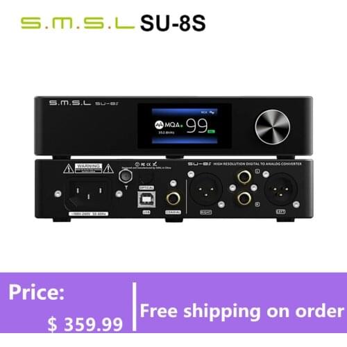 SMSL SU-8S MQA Decoder ES9068AS Bluetooth 5.0 SU8S DAC DSD512 PCM768kHz/32Bit with Remote Control SH-8S