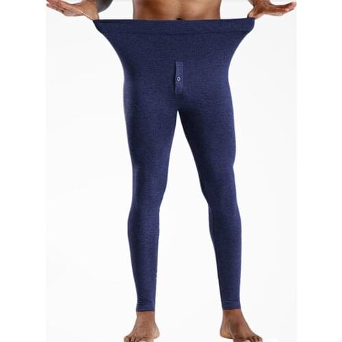 Mens Modal Stretch Thermal Underwear Bottoms Warm Seamless Ankle-Length Long Johns Winter Leggings 3XL Cotton Knitted Trousers
