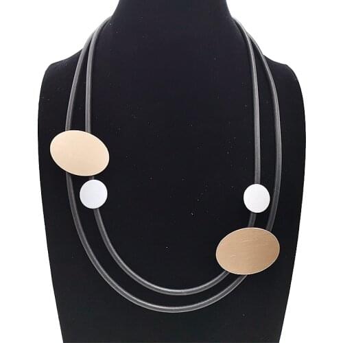 YD&YDBZ Rose Gold Pendants Choker Handmade Leather Necklace Elasticity DIY Gift Adjustable Sweater And Dress Accessories Jewelry