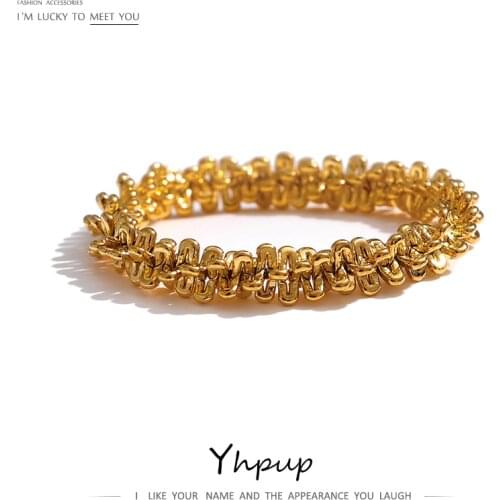 Yhpup Stainless Steel Twist Finger Ring for Women High Quality Metal Gold 18 K Round Ring Bijoux Femme Accessories Girls Gift