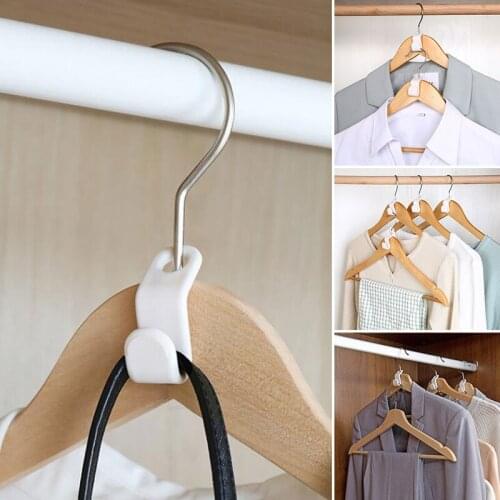 1/5/10/20pcs White Thicken Plastic Hanger Connectors Wardrobe Space Saving Hanger Buckle Hooks Closet Rack Organizer Supplies
