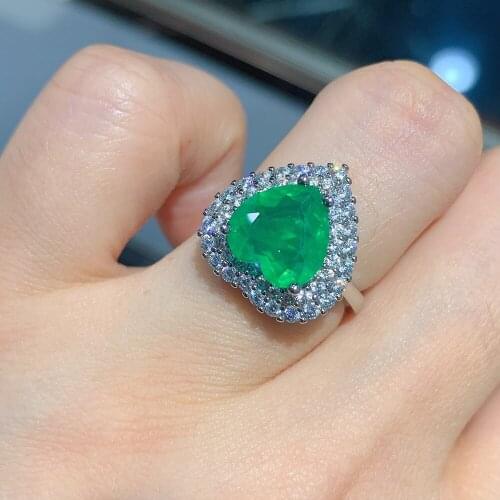 10*10MM Heart Cut Emerald Gemstone Paraiba Tourmaline For Women Rings 2020 Fashion Simple Wedding Birthday Fine Jewelry Gifts