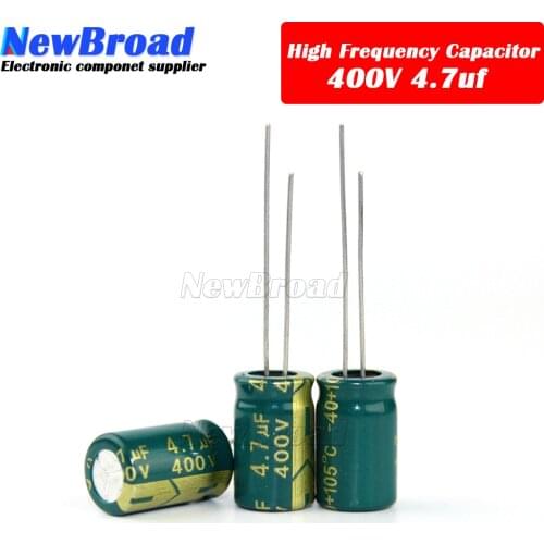 10PCS Aluminum electrolytic capacitor 4.7UF 50V 160V 250V 400V 450V high frequency low resistance long life 4.7UF Green-gold