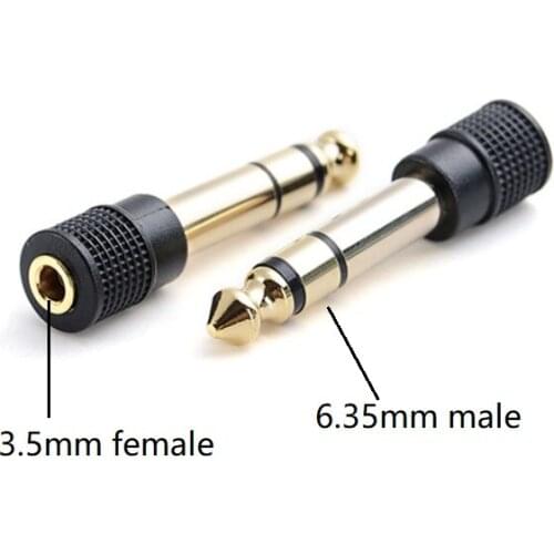 2pcs/lot Good Quality Copper Material 6.35mm 1/4" Male To 3.5mm 1/8" Female Audio Adapter For Headphone Microphone