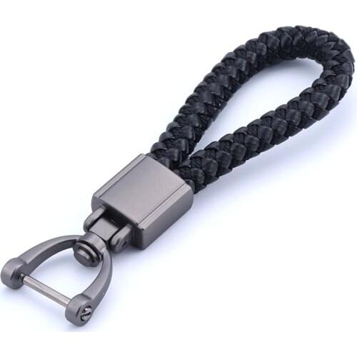 2020 Woven Leather Rope Car Key Chain Rotatable Rotating Horseshoe Buckle Key Rings Holder Carbine Charm Charm Bag Pendant