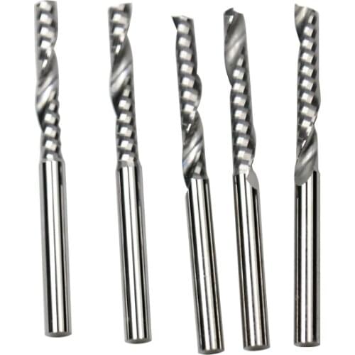 5PCS One flute carbide Engraving CNC router Spiral bit 3.175 X 22mm Tool Blade Cutting Acrylic Pvc Wood