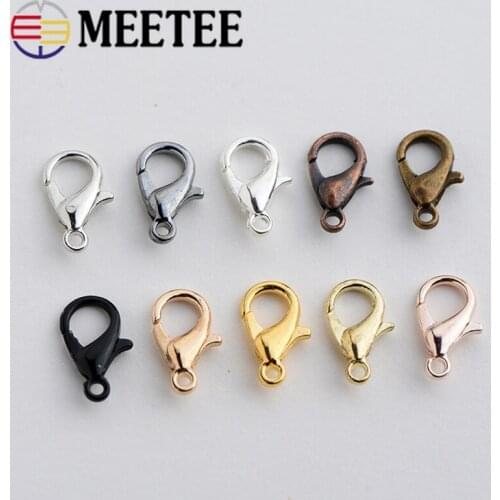 Meetee 50pcs 10-18mm Lobster Clasp DIY Bracelets Necklaces Hooks Chain Closure Findings Accessories for Jewelry Making