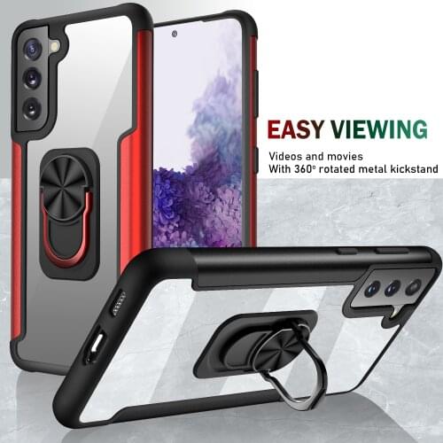 For Samsung Galaxy S21 Plus S20 Ultra case TPU+PC With Ring Shockproof protect Back Cover Case For samsung note 20 Ultra note 10