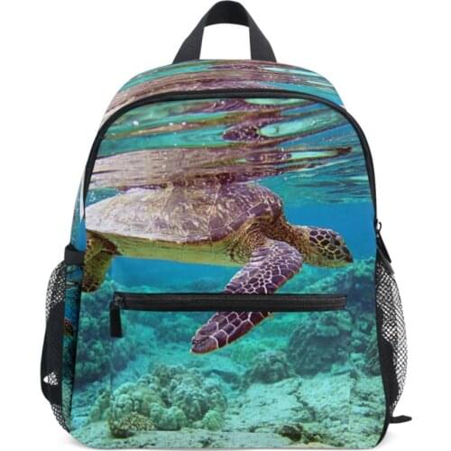 2021 NEW Anti-Lost School Bag For Girls Children Orthopedic Backpack Kids Sea Turtle Print Waterproof Book Bag Primary 1-3 Grade