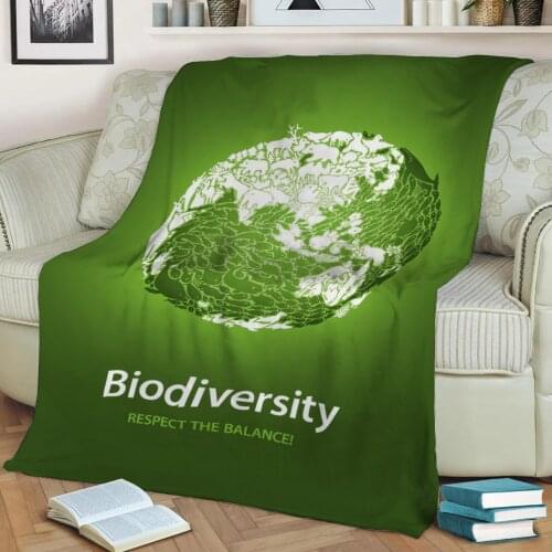 Biodiversity globe message Flannel Throw Blanket 3D Printed Keep Warm Sofa Child Blanket Home Decor Textiles Dream Family Gift