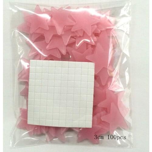 Hot sell 200packs 3D Stars Glow In Dark Luminous Fluorescent Plastic Wall Sticker Home Decor Decal Wallpaper