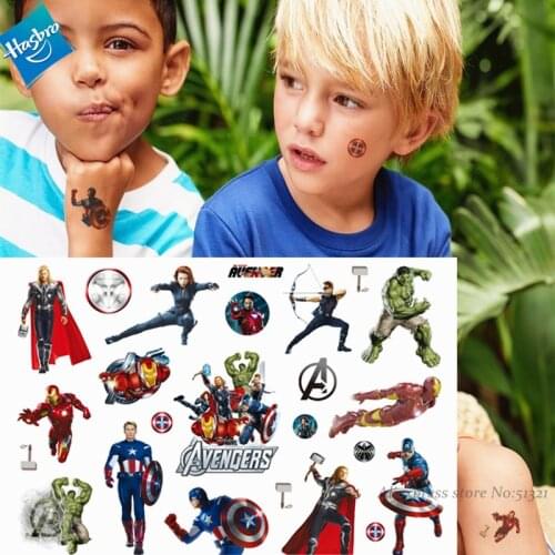 Hasbro Spiderman Marvel Ironman The Avenger Children Cartoon Temporary Tattoo Sticker For Boys Cartoon Toys Waterproof Kids Gift