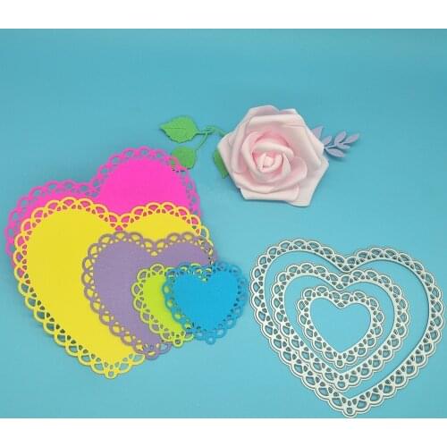 Beautiful 3-layer peach heart lace, loving metal cutting mold, decorative scrapbook template DIY, relief manual