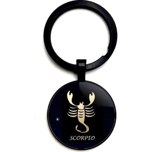 2020 Creative Retro Art Ancient Greek Gold 12 Constellation Glass Cabochon Pendant Keychain Men and Women Jewelry Keychain