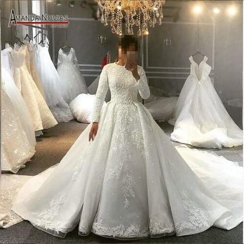 Full cover muslim wedding gown wedding dress for muslim girls