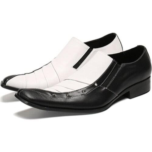 Genuine leather Men brogue Business Wedding banquet shoes casual flat shoes vintage handmade oxford shoes for men black white