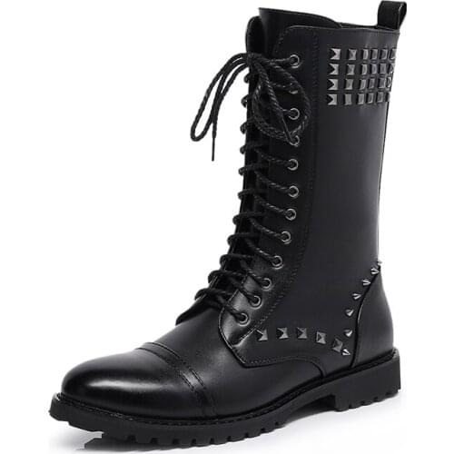 Men Winter Boots Men Leather Boots Pointed Keep Warm Men Boots Fashion Punk Rivet Motorcycle Boots Autumn Winter shoes