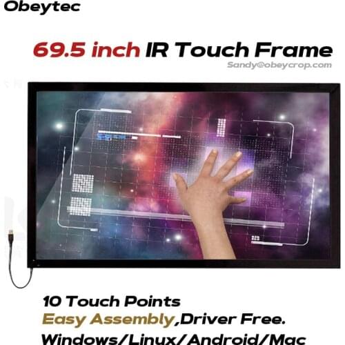 OBF695WH00D 69.5 inch IR touchscreen frames, USB port, 10/20 points, plug and play, support android/linux/Mac/windows