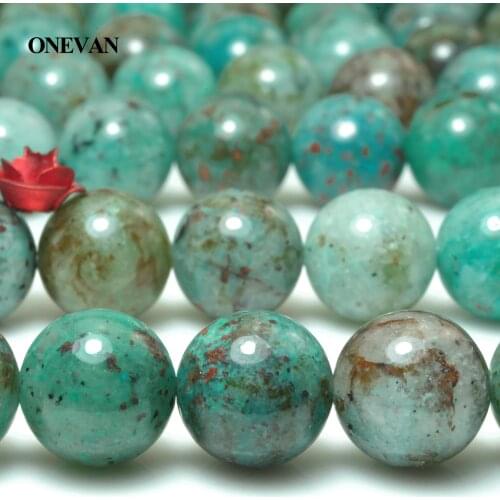 ONEVAN Natural Chrysocolla Beads Charms 8mm 10mm Loose Smooth Stone Bracelet Necklace Jewelry Making Accessories Diy Gift Design