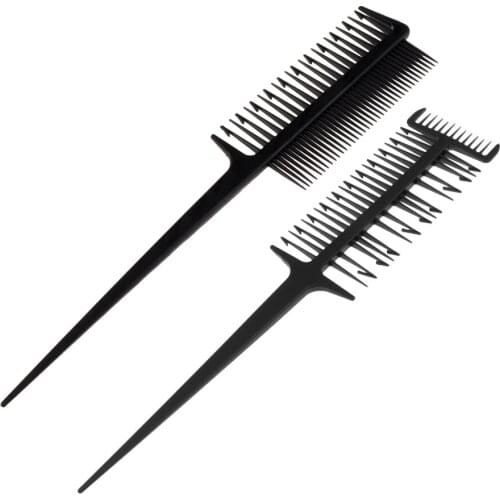 2pcs 3 Way Barber Hair Coloring Stylist Weaving Highlighting Dyeing Comb Cutting Comb Hair Trimmer Heat Resistant Salon Comb