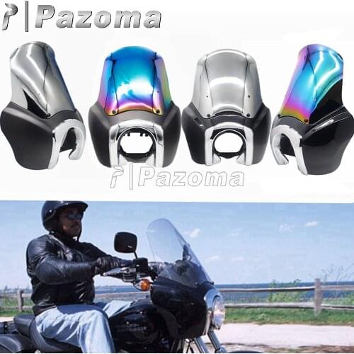 Front Fairing Iridium Colorful Windshield Relocation Bracket For Harley Club Style Headlight Fairing Street Bob FXDXT FXR 87-03