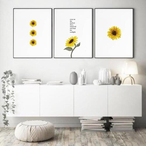 Sunflower Inspiring Quote Wall Art Posters And Prints Canvas Painting Wall Pictures For Living Room Nordic Home Wall Decor