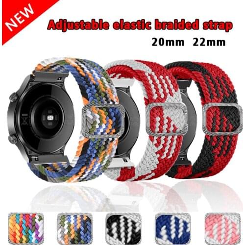 Nylon Solo Strap for Huawei Watch GT / 2E / Pro, 20MM22MM, Adjustable Elastic Bracelet for Samsung Watch Active2 Gear S3 42 46MM