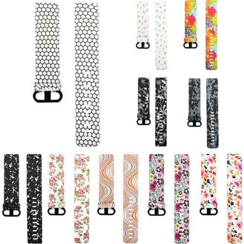 New Fashion Sports Silicone Wrist Watch Strap Bracelet Adjustable Flower Printed Silicone Bands Strap For Fitbit Charge 3 Band