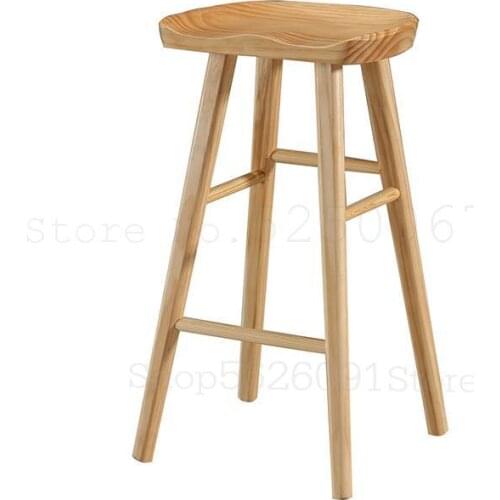 Northern Europe Light Luxury Bar Chair Bar Solid Wood Household Chair High Stool European Stool Modern Simple Bar Chair Bar