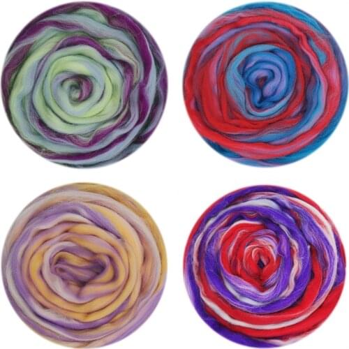 Blended Wool Roving 50g (4 Colors) Merino Mixed Felt Wool Needle Felting Wool for Wool Felting Kit DIY Roving Wool (B)