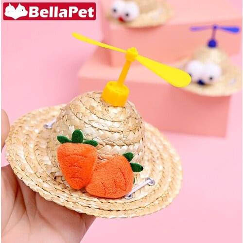Cute Hat for a Cat Cosplay Straw Hats for Dogs Hat Toy Bamboo Dragonfly Cat Accessories Toy Costume Pet Supplies French Bulldog