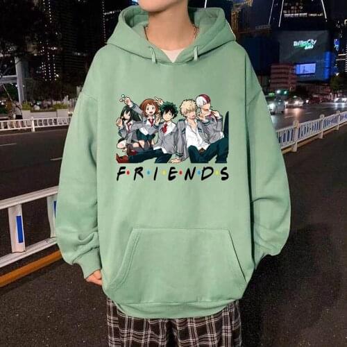 My Hero Academia Anime Sweatshirt Long Sleeve Casual Cartoon Printing Hooded Sweatshirt Japanese Anime Friends Hoodie Pullover