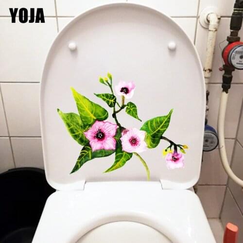 YOJA 23.2X19.5CM Beautiful Romantic Watercolor Flowers Bathroom Toilet Sticker Home Wall Decor T1-1349