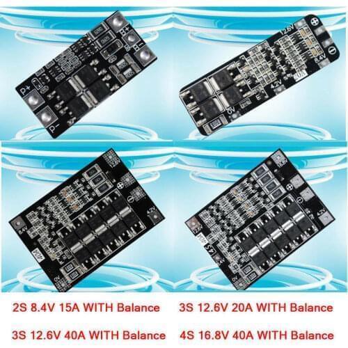 2S 3S 4S 3.7V 18650 Lithium Battery Protection Board w/ Balance Lipo Li-ion 15A 20A 40A 2 3 4 cell for drill Starter motor