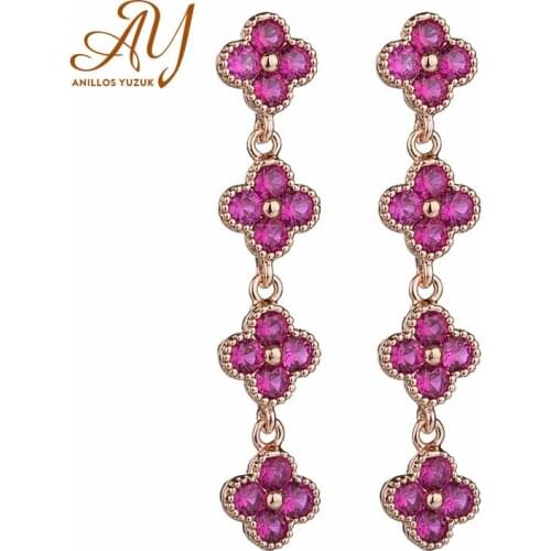 Anillos Yuzuk New Arrival Drop Earrings Female Eleagnt Clear Amethyst 925 Sterling Silver Wedding Jewelry Drop Shipping