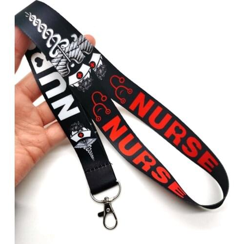 1 pcs Office Card Sleeve Sets ID Badge Case Clear Bank Credit Lanyards Cartoon Anime Doctors Nurse Keychain