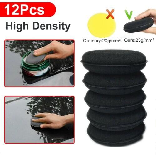 12pcs Car Waxing Polish Foam Sponge Wax Applicator Cleaning Detailing Pads Kit