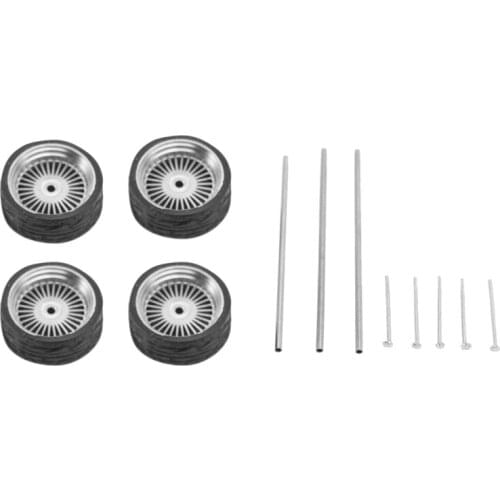 4Pcs 1/64 Scale Alloy Wheels Tire Alloy Model Car General Modified Tire for 1:64 Vehicles General Model Tire