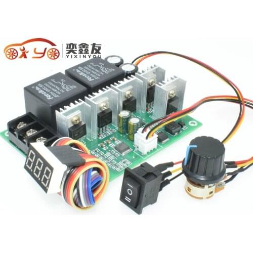 50PCS PWM DC motor speed controller motor 12v24v36v48v inverted switch reversing switch 40A With Digital Display Switch (6.5)