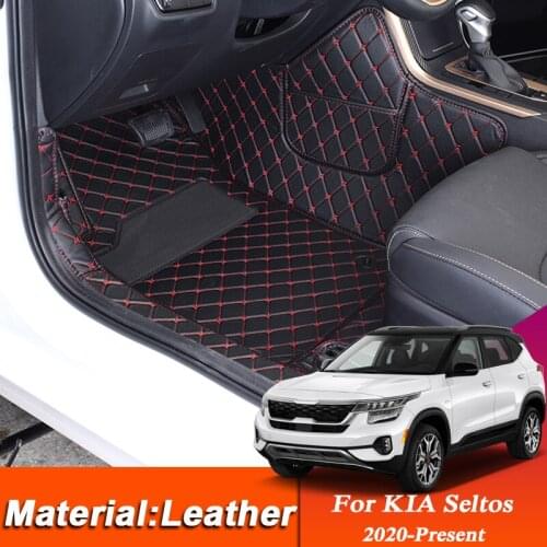 Car Styling Custom Foot Mat For KIA Seltos 2020-Present LHD Leather Floor Protect Waterproof Pad Auto Internal Accessories