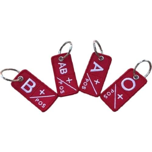 Keychain Embroidery Blood Type A + B + AB + O For clothing, motorcycles, outdoor backpacks, officer badges