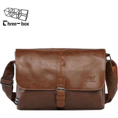 Three-box Brand Mens Bag Leather Business Messenger Bag Casual Crossbody Shoulder Bags Man Vintage Travel Bag Flap Male Bolsas
