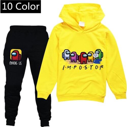 Among Us Kids Tracksuit Girls Boys 10 Color Sets Amongus Thin Hoody T-Shirt Pants Children Fashion Sportwear Clothing Suit 2-13Y