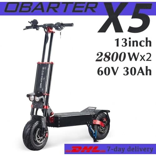 OBARTER X5 2800W*2 60V30Ah 13inch Electric Scooter Adult E-Scooter 95km/h E-Scooter Two Wheel Hydraulic Shock Absorber