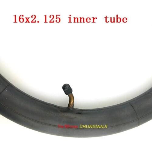 Super Inner Tube 16 x 2.125 with a Bent Angle Valve Stem fits many gas electric scooters and e-Bike 16x2.125