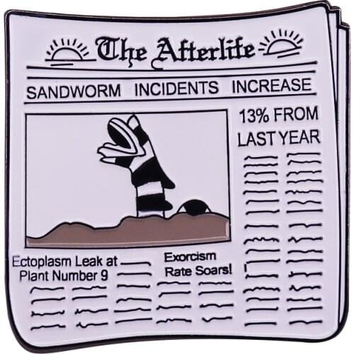 Sandworm incidents newspaper pin 80s retro horror movie lover collection